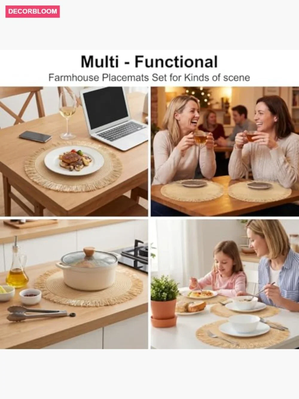 Set of 8 Round Woven Paper Placemats